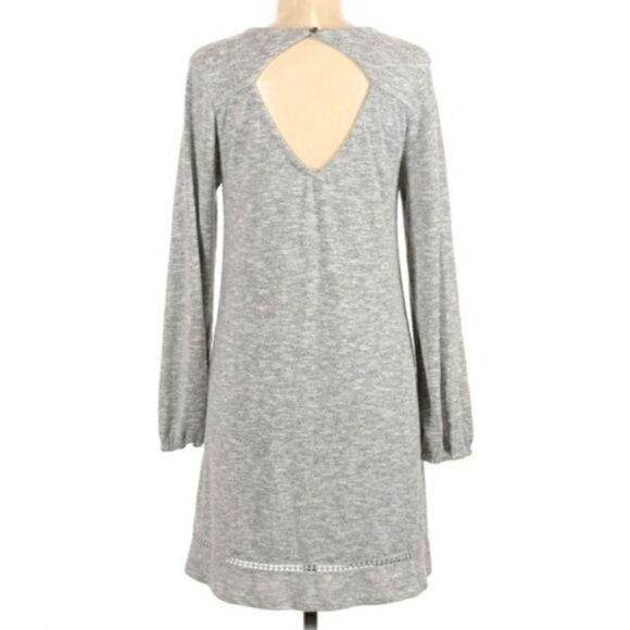 Chelsea & Violet Marl Knit Keyhole Cutout Ladder Lace Shift Dress Gray Sz M - Picture 7 of 11